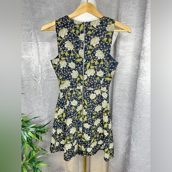 Zara Vintage Floral Print Sleeveless Mini Dress in Black & Green Sz XS - Picture 6 of 10
